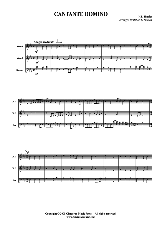 Cantate Domino (Trio 2x Oboe Fagott) (Trio (Holzbl ser)) von Hans Leo Ha szlig ler