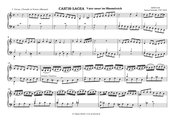 CANTIO SACRA Vater unser im Himmelreich 5. Versus Choralis in Tenore (Manual) (Orgel Solo) (Orgel Solo) von Samuel Scheidt 1587-1654