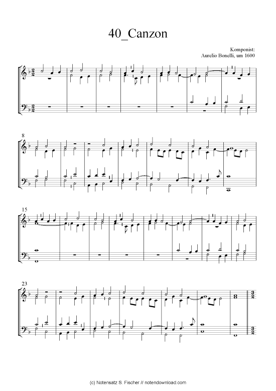 Canzon (Quartett in C) (Quartett (4 St.)) von Aurelio Bonelli um 1600