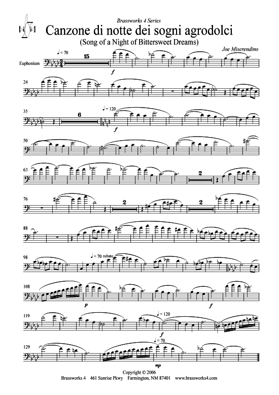Canzone di notte dei sogni agrodolci (Bariton-Pos + Klavier) (Klavier  Bariton (Posaune)) von Joe Miserendino