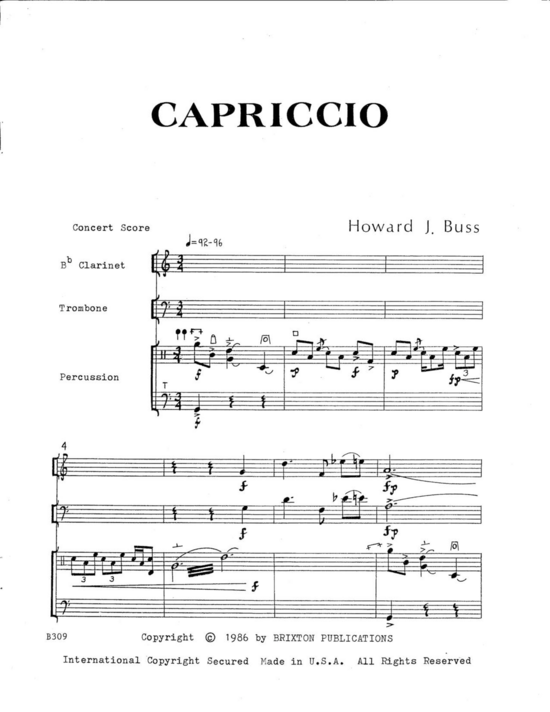 Capriccio (Klarinette Posaune und ein Schlagzeug) (Trio (3 St.)) von Howard J. Buss