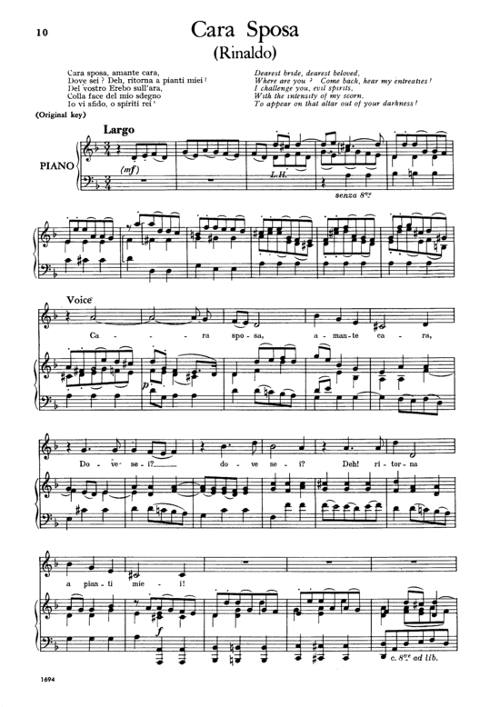 Cara sposa (Gesang tief + Klavier) (Klavier  Gesang tief) von G. F. H ndel