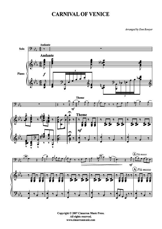 Carnival of Venice (Tuba + Klavier) (Klavier  Tuba) von Traditional