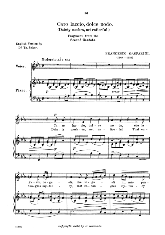 Caro laccio dolce nodo (Gesang mittel + Klavier) (Klavier  Gesang mittel) von Francesco Gasparini