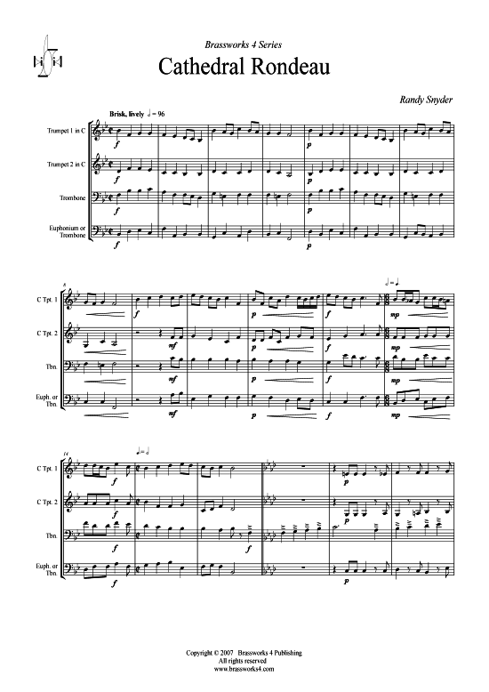 Cathedral Rondeau (2xTromp in B Horn in F (Pos) Pos) (Quartett (Blech Brass)) von Randy Snyder