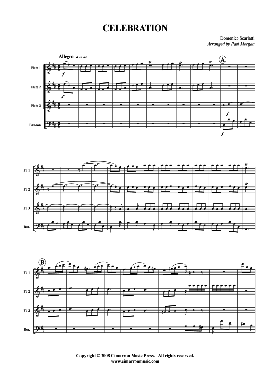 Celebration (3x Fl ouml te + Fagott) (Quartett (Fl te)) von Domenico Scarlatti