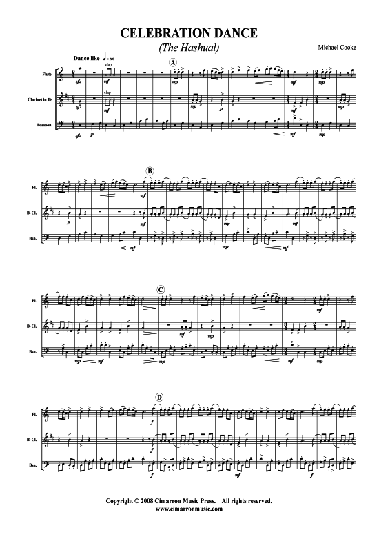 Celebration Dance (Querfl ouml te Klarinette in B Fagott) (Trio (Holzbl ser)) von Michael Cooke
