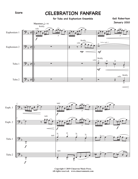 Celebration Fanfare (Tuba Quartett EETT) (Quartett (Tuba)) von Gail Robertson