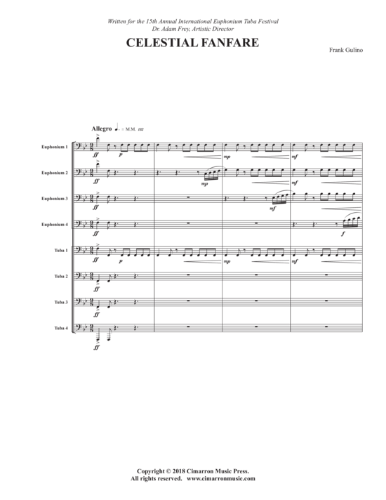 Celestial Fanfare (Tuba Ensemble EEEETTTT) (Ensemble (Tuba)) von Frank Gulino