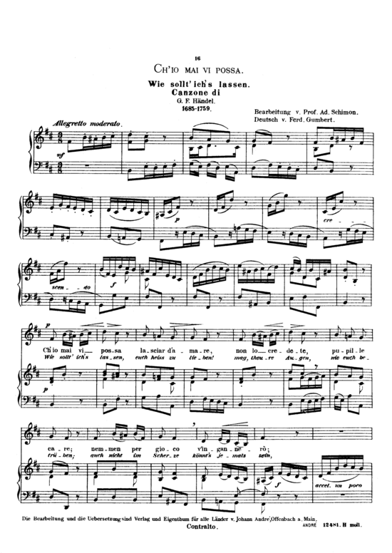 Ch io mai vi possa (Gesang tief + Klavier) (Klavier  Gesang tief) von Georg Friedrich H ndel