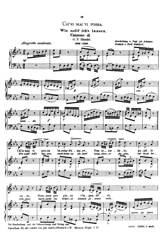 Ch io mai vi possa (Klavier Solo) (Klavier Solo) von Georg Friedrich H ndel