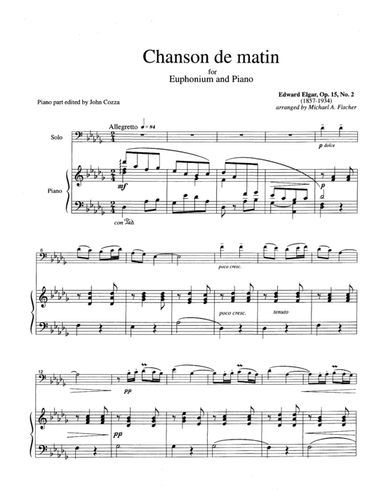 Chanson de Matin (Euphonium + Klavier) (Klavier  Euphonium) von Edward Elgar