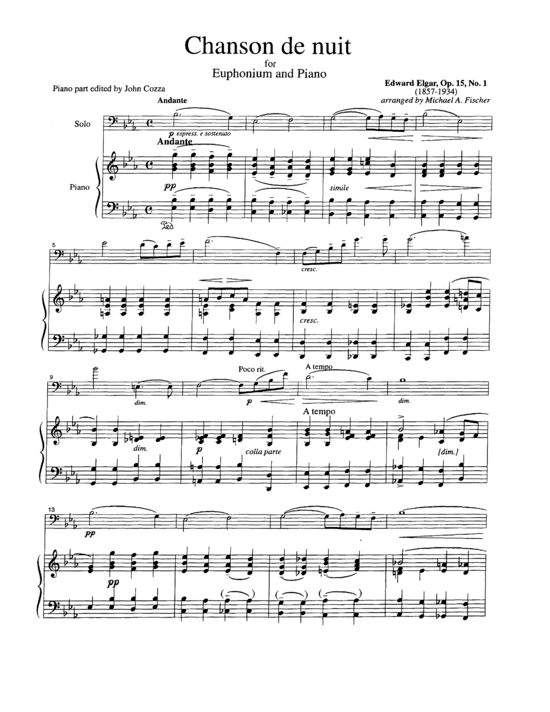 Chanson de Nuit (Euphonium + Klavier) (Klavier  Euphonium) von Edward Elgar