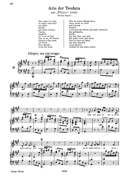 Che colpa e la mia (Alt + Klavier) (Klavier  Alt) von G. F. H auml ndel