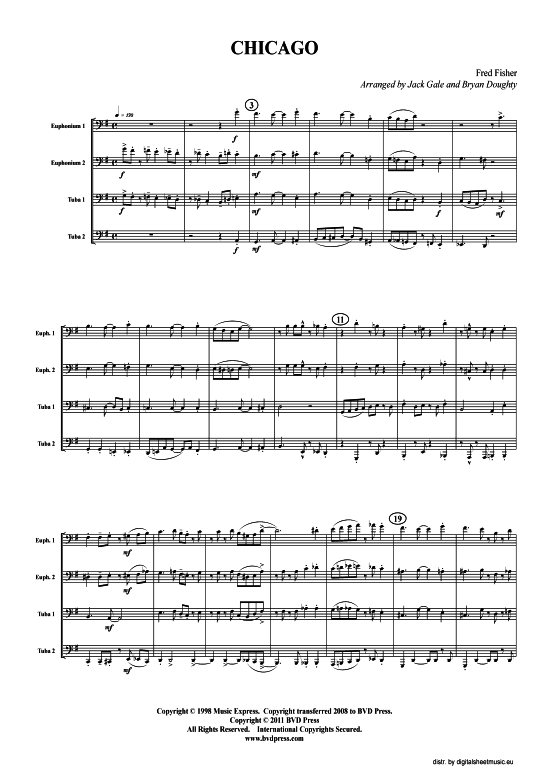 Chicago (Tuba Quartett 2x Bariton 2xTuba) (Quartett (Tuba)) von Fred Fisher (arr. Jack Gale)
