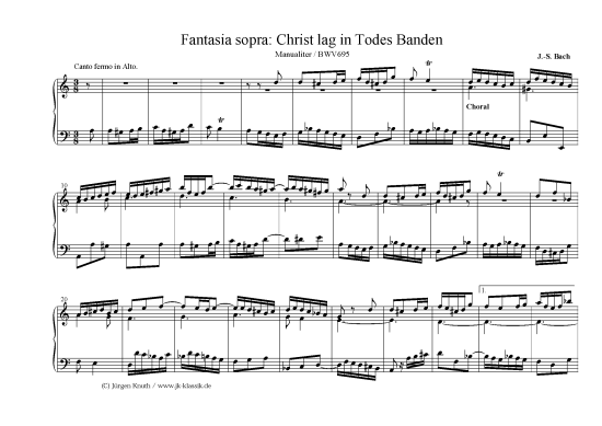 Christ lag in Todes Banden Fantasia sopra BWV 695 (Orgel Solo) (Orgel Solo) von Johann-Sebastian Bach (1685-1750)