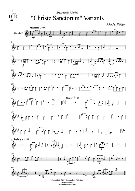 Christe Sanctorum Variants (Horn in F + Klavier) (Klavier  Horn) von John Jay Hilfiger