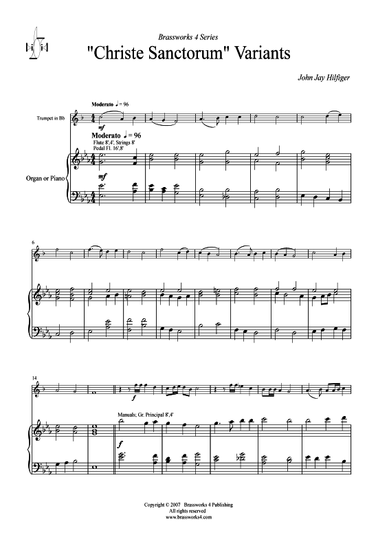 Christe Sanctorum Variants (Trompete in B + Orgel) (Orgel  Trompete) von John Jay Hilfiger