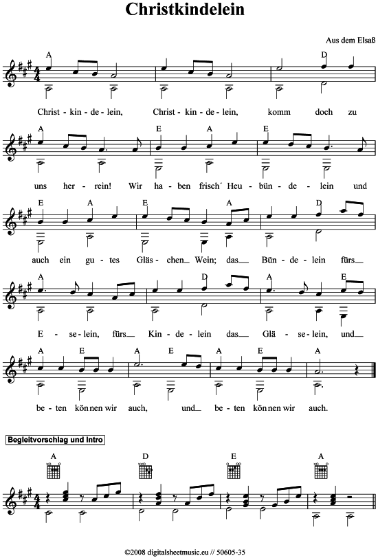 Christkindelein (Gitarre) von Weihnachtslied