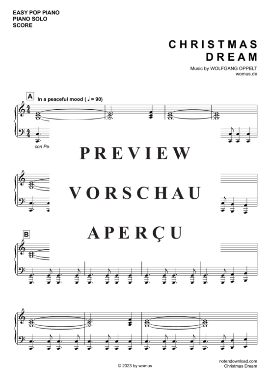 Christmas Dream (Klavier einfach) (Klavier einfach) von Wolfgang Oppelt (arr. WO)