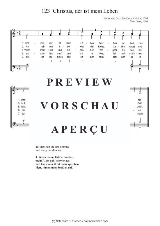 Christus der ist mein Leben (Gemischter Chor) (Gemischter Chor) von Chorsatz Alte Meister