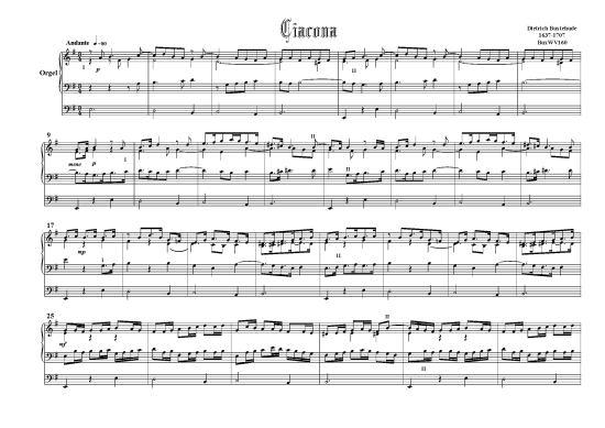 Ciacona BuxWV 160 (Orgel Solo) (Orgel Solo) von Dietrich Buxtehude 1637-1707