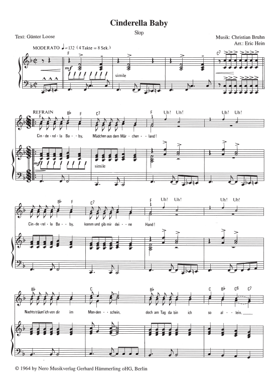 Cinderella Baby (Klavier + Gesang) (Klavier Gesang  Gitarre) von Drafi Deutscher