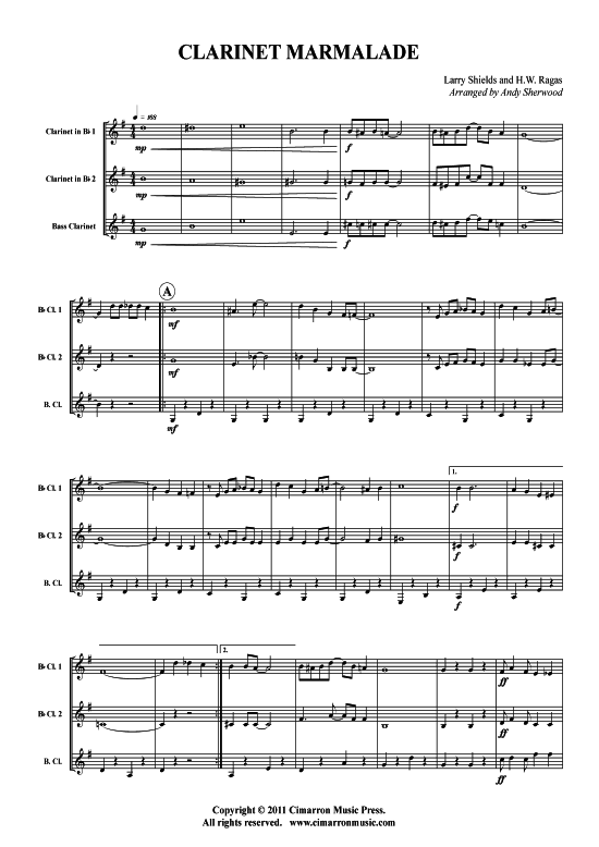 Clarinet Marmalade (Klarinetten Trio) (Trio (Klarinette)) von Shields and Rags