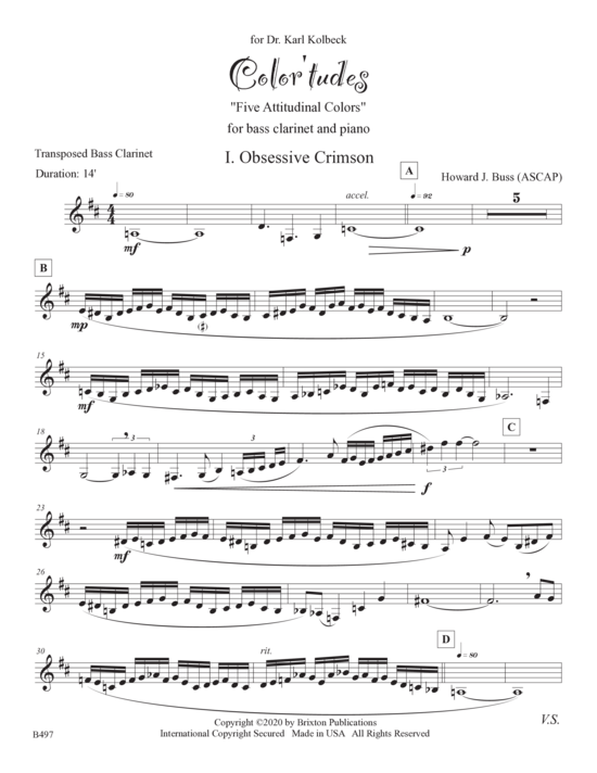 Color tudes (Bassklarinette und Klavier) (Klavier  Bass Klarinette) von Howard J. Buss