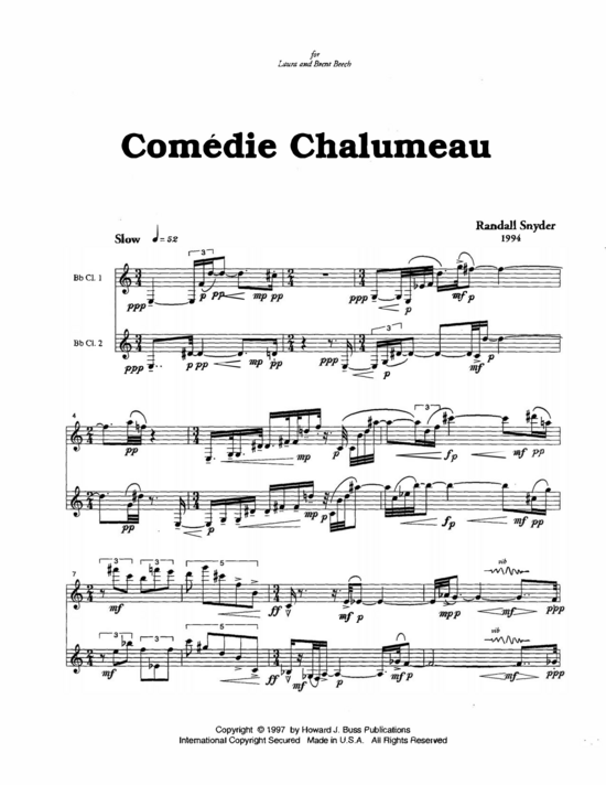 Comedie Chalumeau (2 Klarinetten) (Duett (Klarinette)) von Randall Snyder