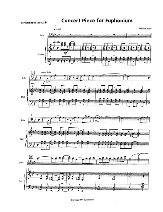 Concert Piece for Euphonium (Euphonium + Klavier) (Klavier  Euphonium) von William Lane
