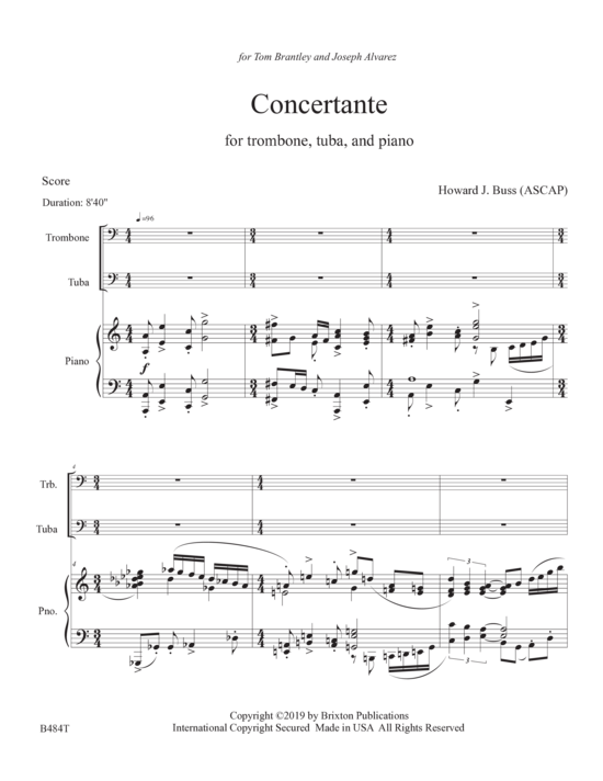 Concertante (Posaune Tuba und Klavier) (Trio (Klavier  2 St.)) von Howard J. Buss