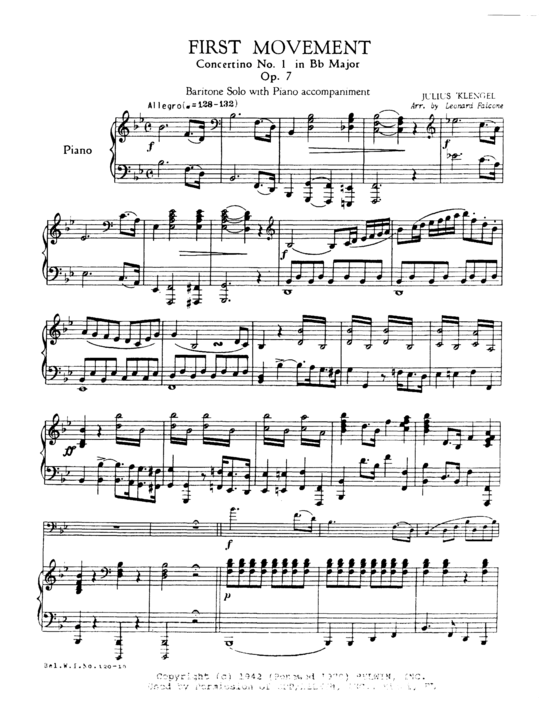 Concertino No. 1 in Bb Major First Movement (Euphonium + Klavier) (Klavier  Euphonium) von Julius Klengel