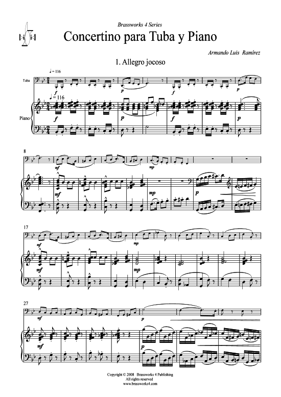 Concertino (Tuba + Klavier) (Klavier  Tuba) von Armando Luis Ramirez