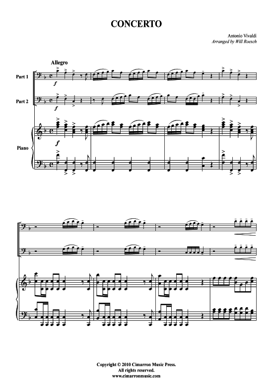Concerto (2x Bariton Pos + Klavier) (Trio (Klavier  2 St.)) von Antonio Vivaldi