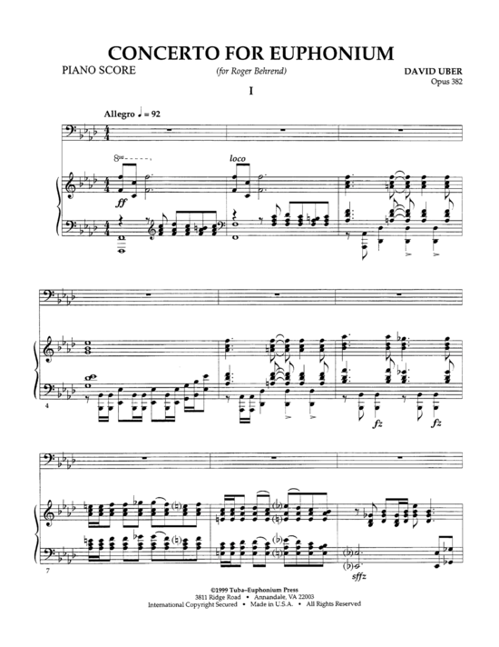 Concerto (Euphonium + Klavier) (Klavier  Euphonium) von David Uber