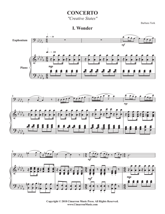 Concerto for Euphonium (Euphonium + Klavier) (Klavier  Euphonium) von Barbara York