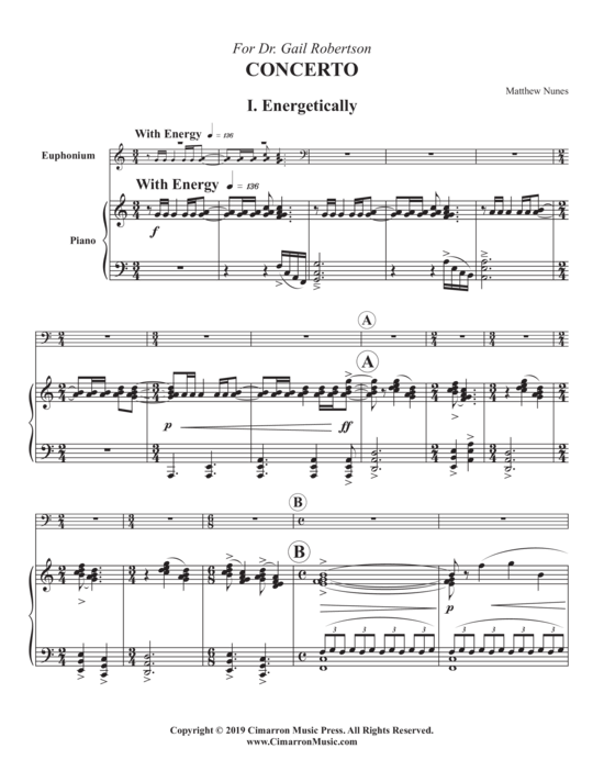 Concerto for Euphonium (Euphonium + Klavier) (Klavier  Euphonium) von Matthew Nunes