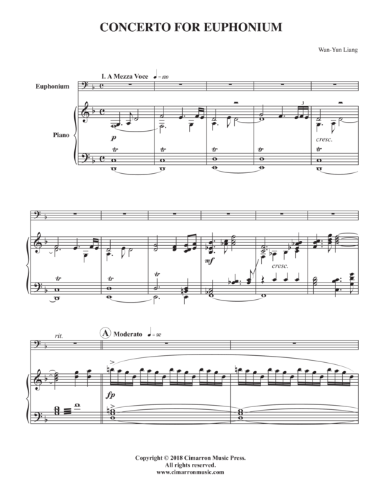 Concerto for Euphonium (Euphonium + Klavier) (Klavier  Euphonium) von Wan-Yun Liang