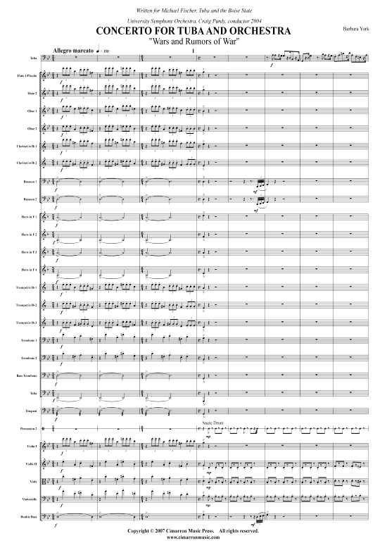 Concerto for Tuba (Tuba + Orchester) (Ensemble  Solo Instrument) von Barbara York