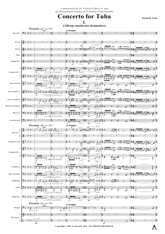 Concerto (Tuba solo + Concert Band) (Concert Band) von Kenneth Amis (nur Partitur )