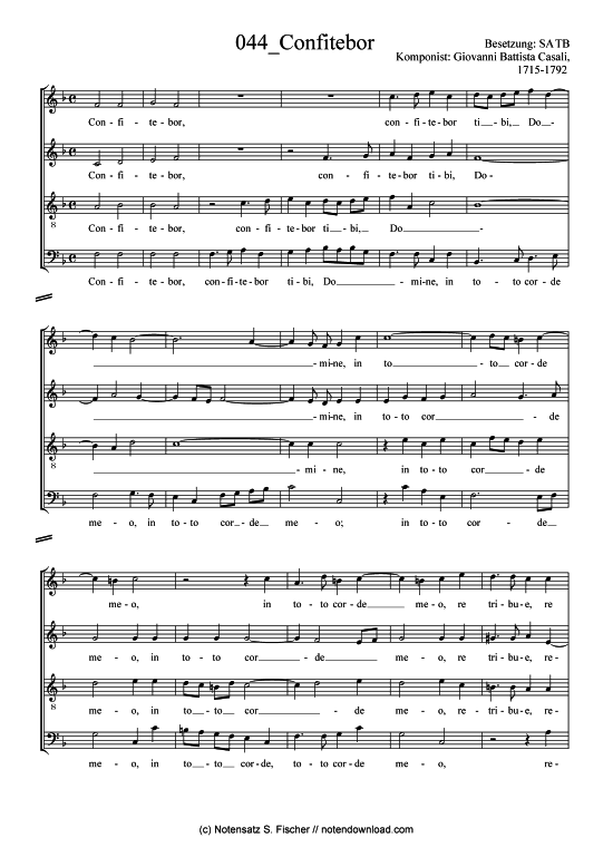 Confitebor (Gemischter Chor) (Gemischter Chor) von Giovanni Battista Casali 1715-1792 