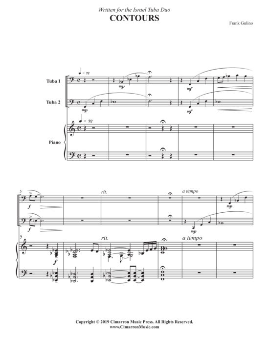 Contours (Tuba Duett + Klavier) (Duett (Tuba)) von Frank Gulino