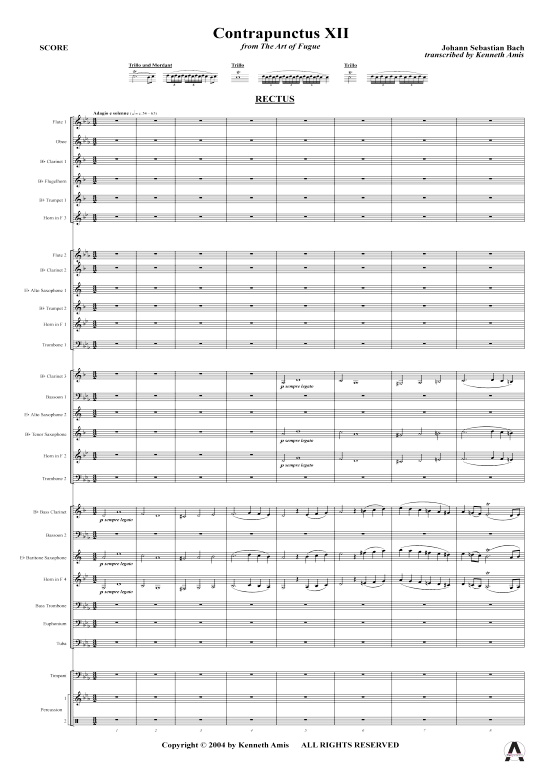 Contrapunctus 12 aus Kunst der Fuge (Concert Band) (Concert Band) von J.S. Bach (nur Partitur )