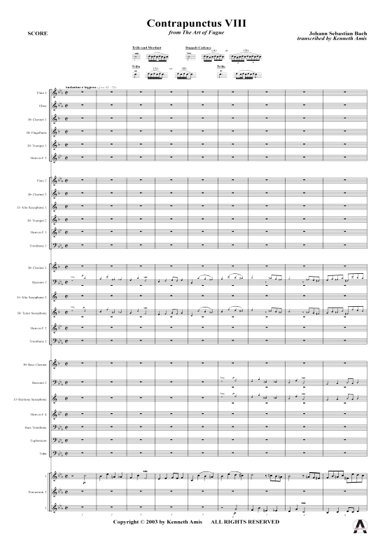 Contrapunctus 8 aus Kunst der Fuge (Concert Band) (Concert Band) von J.S. Bach (nur Partitur )