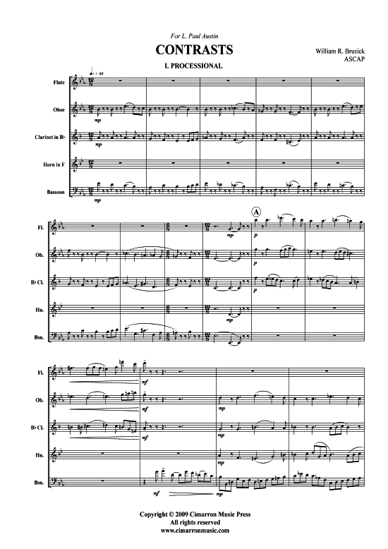 Contrasts 150 3 S auml tze (Holzbl auml ser-Quintett) (Quintett (Holzbl ser)) von William Brusick