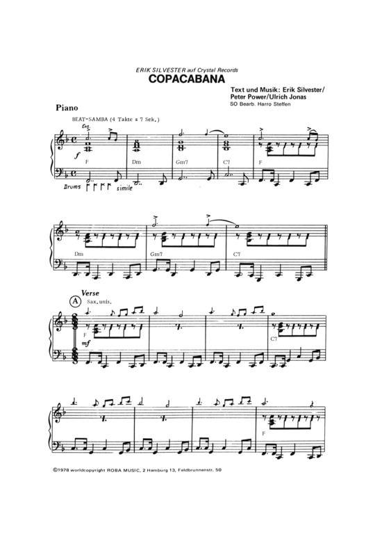 Copacabana (Klavier Solo) (Klavier Solo) von Erik Silvester