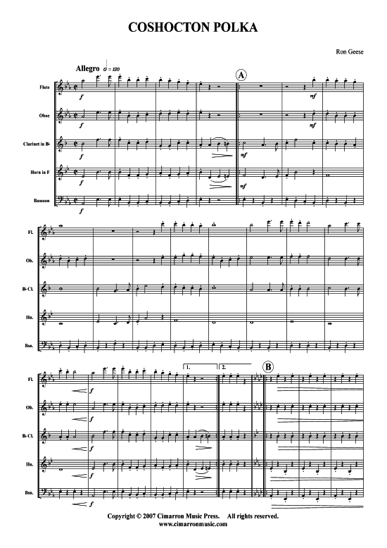 Coshocton Polka (Holzbl auml ser-Quintett) (Quintett (Holzbl ser)) von Ron Geese
