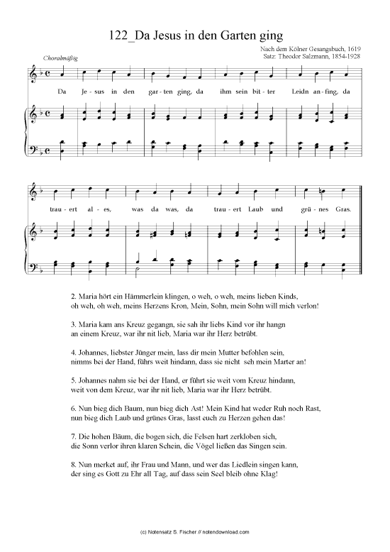 Da Jesus in den Garten ging (Klavier + Gesang) (Klavier  Gesang) von Nach dem K lner Gesangsbuch 1619 