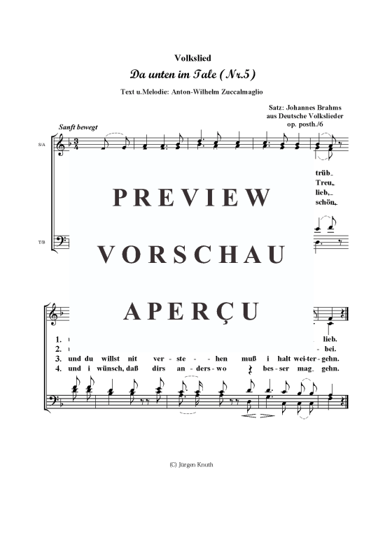 Da unten im Tale (Nr.5) (Gemischter Chor) (Gemischter Chor) von Anton-Wilhelm Zuccalmaglio